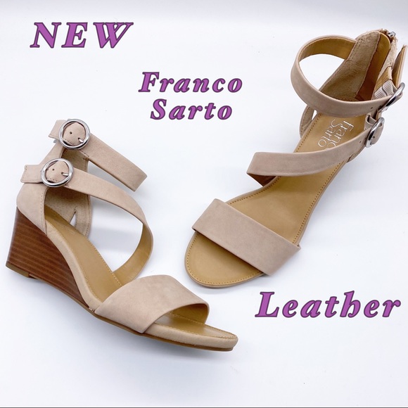 Franco Sarto Shoes - NEW-Franco Sarto-Tan Dbl Strap Ankle Wedge 8